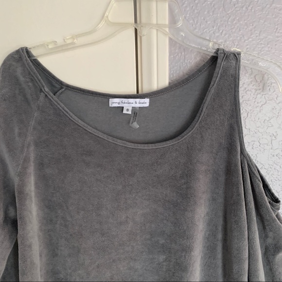 Young Fabulous & Broke gray velour cut out long sleeve top Small / S - Picture 2 of 3